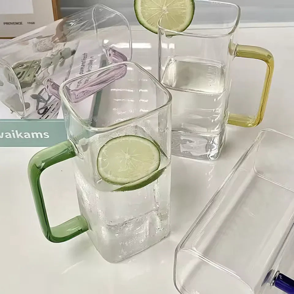 Transparent Glass Bottle with Handle & Lid