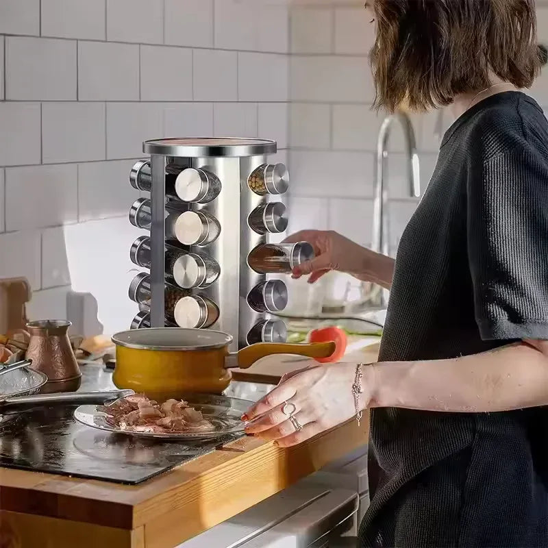 Stainless Steel Rotating Spice Rack Organizer