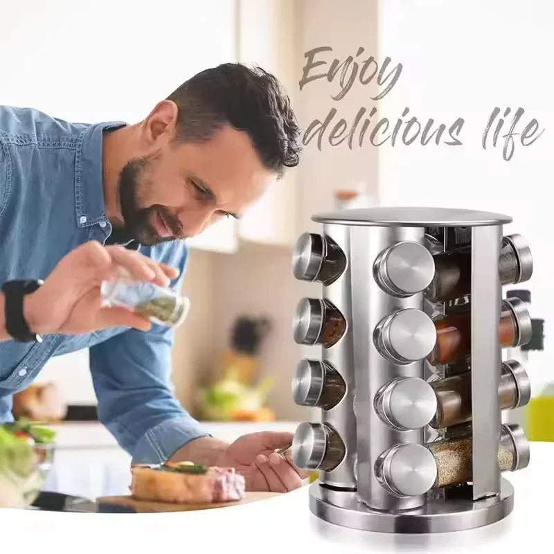 Stainless Steel Rotating Spice Rack Organizer