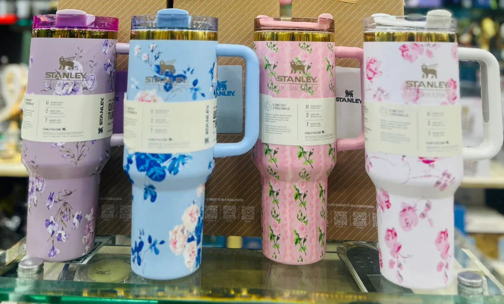 Stainless Steel Flower Tumbler - Floral Design, Durable & Stylish (1.18L)