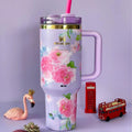 Stainless Steel Flower Tumbler - Floral Design, Durable & Stylish (1.18L)