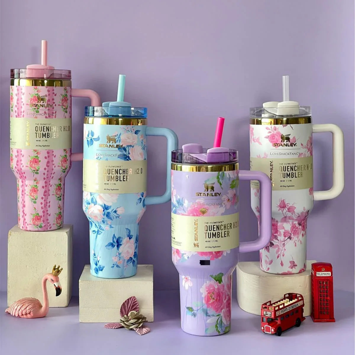 Stainless Steel Flower Tumbler - Floral Design, Durable & Stylish (1.18L)