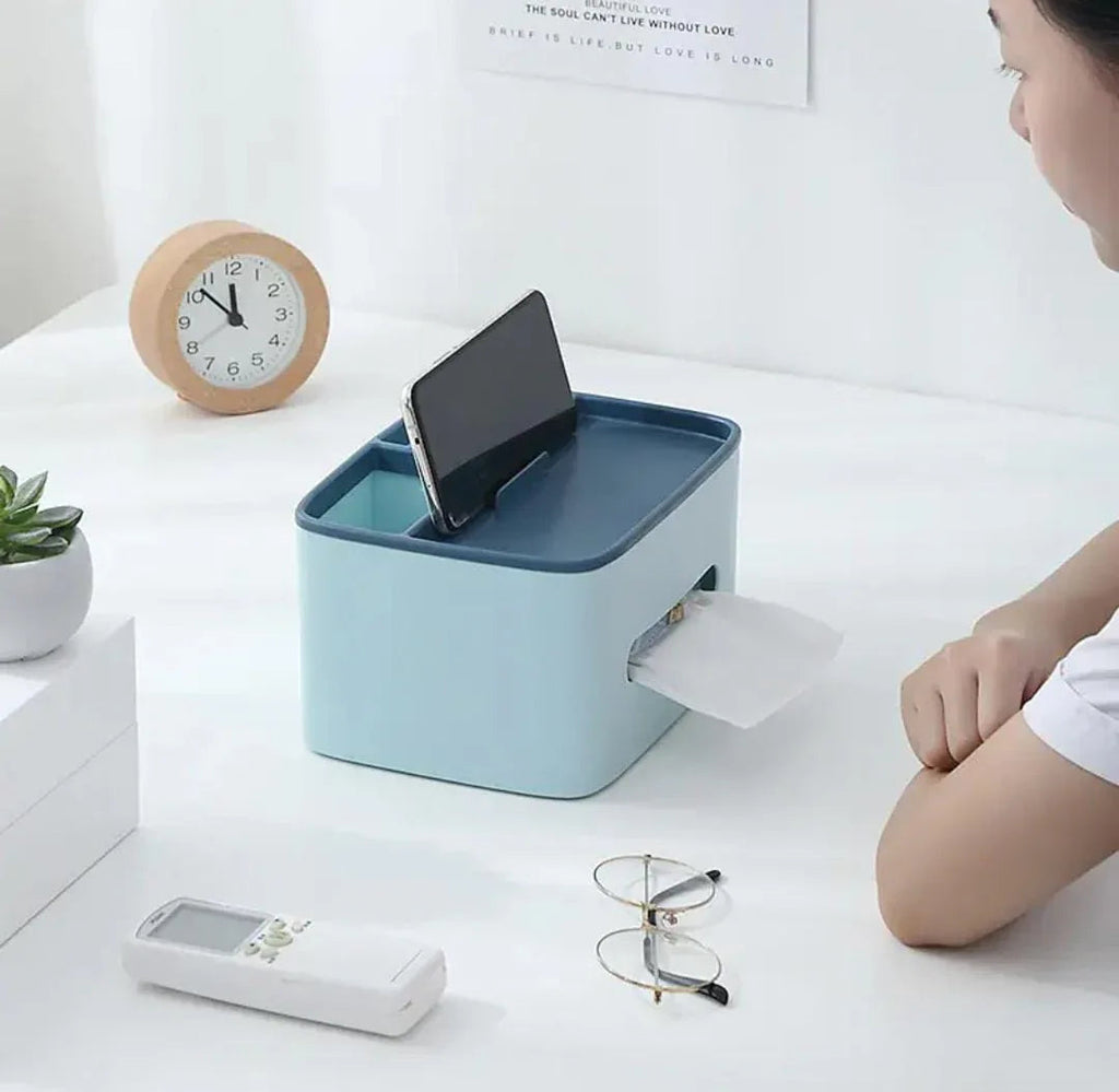Stylish Tissue Box with Stationery Holder – Multi-Purpose Organizer