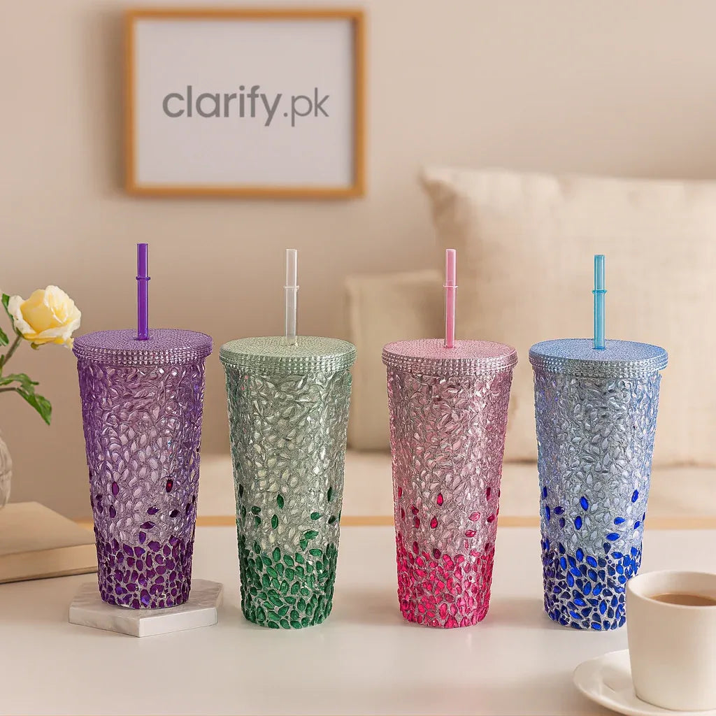 Stylish Water Tumbler with Straw - Colorful & Durable