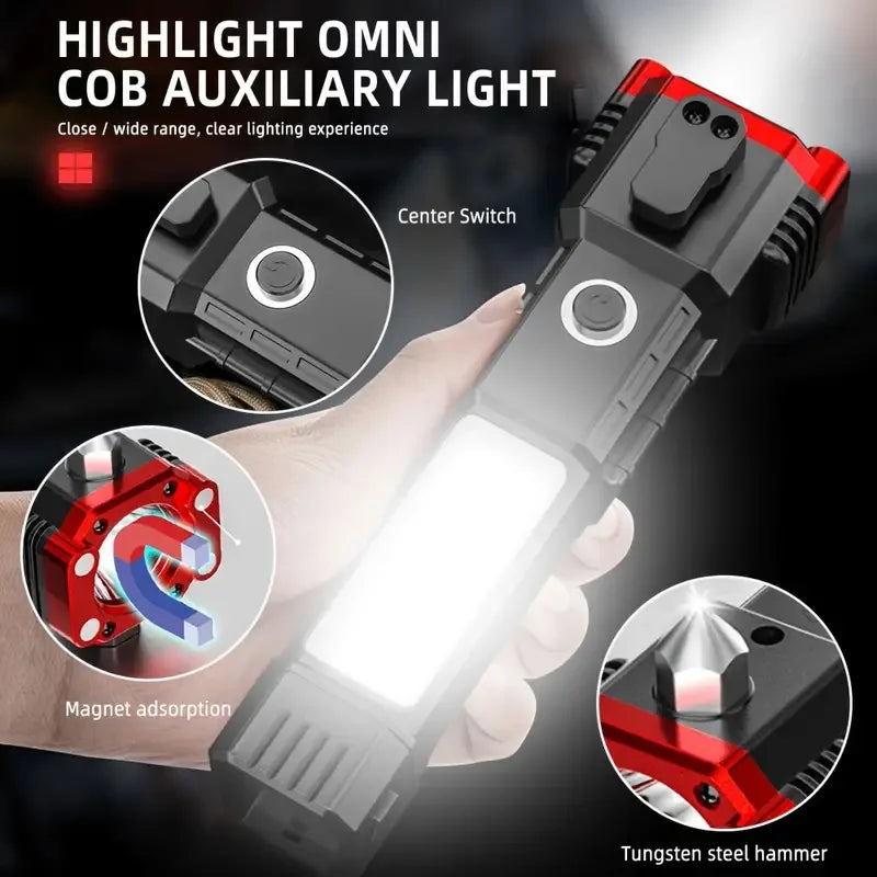 Super Bright LED Flashlight with COB Auxiliary Light