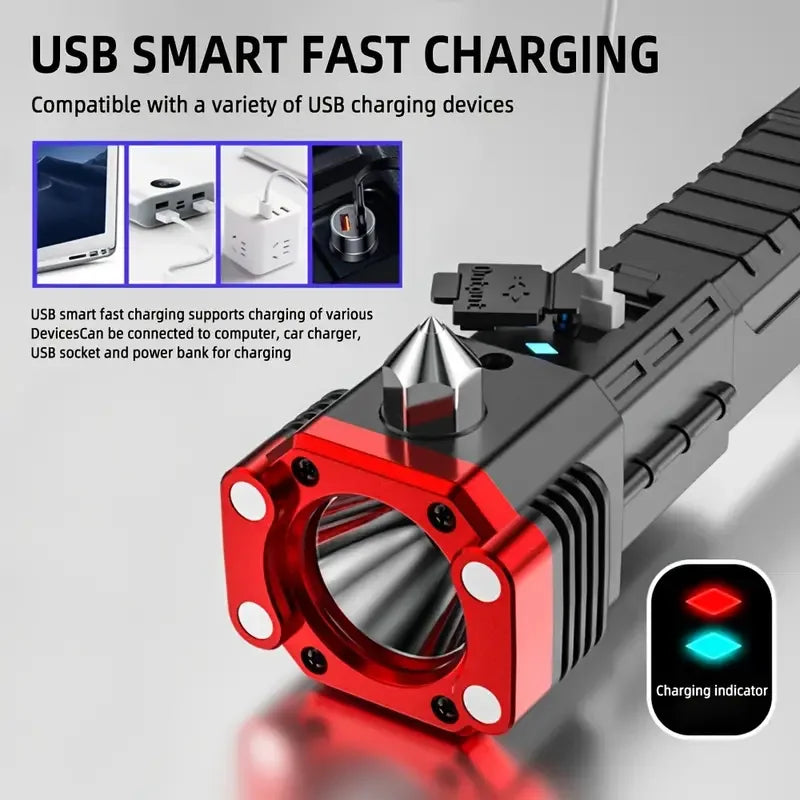 Super Bright LED Flashlight with COB Auxiliary Light