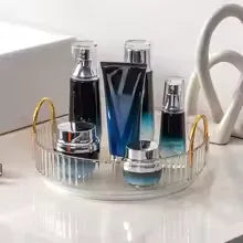 360 Rotating Makeup Organizer with Gold Handles