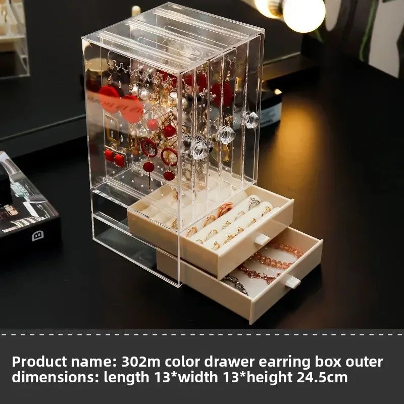 Transparent Jewelry Organizer Box with Drawers
