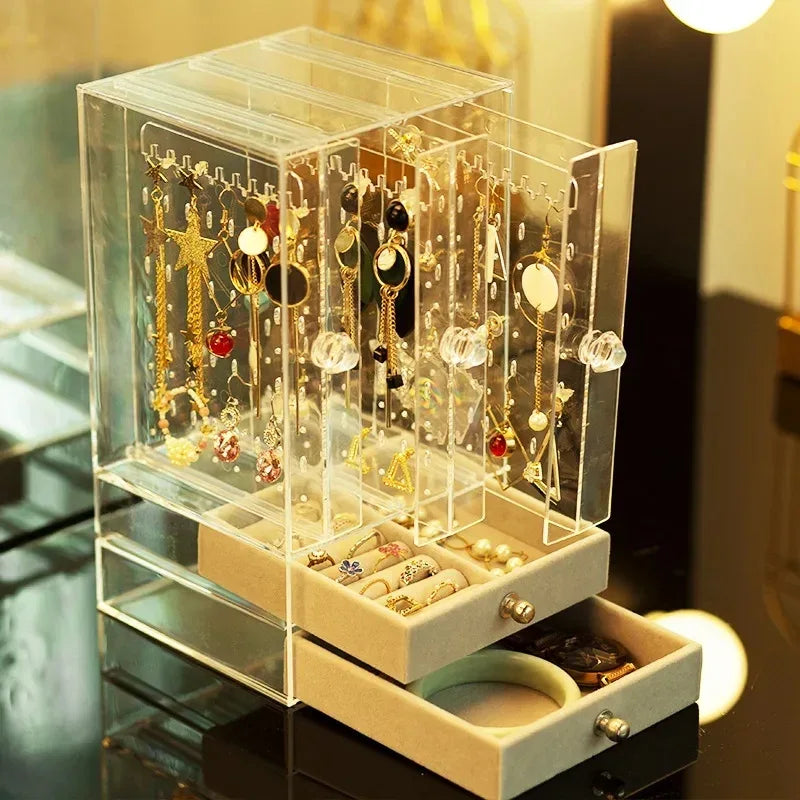 Transparent Jewelry Organizer Box with Drawers