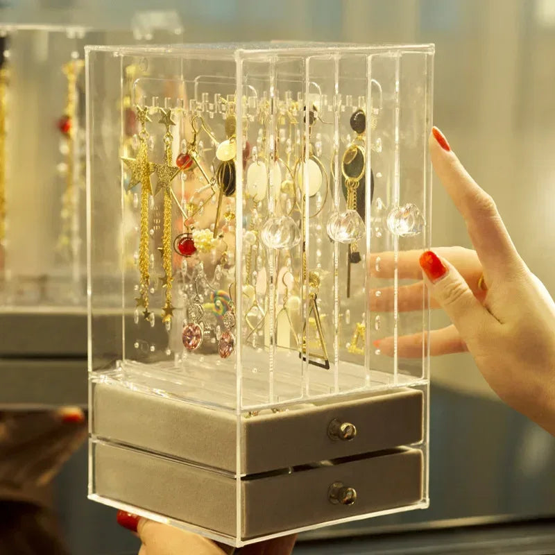 Transparent Jewelry Organizer Box with Drawers
