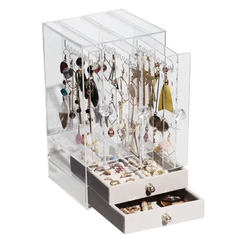 Transparent Jewelry Organizer Box with Drawers