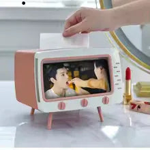 TV Tissue Box with Phone Holder Organizer