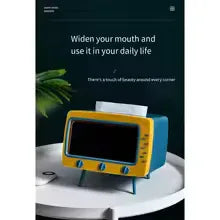 TV Tissue Box with Phone Holder Organizer