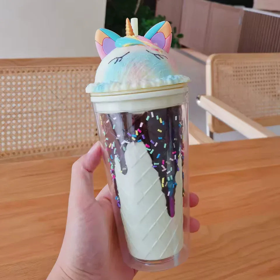 Unicorn Water Cup with Straw - Cute & Durable