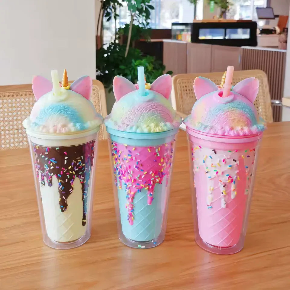 Unicorn Water Cup with Straw - Cute & Durable