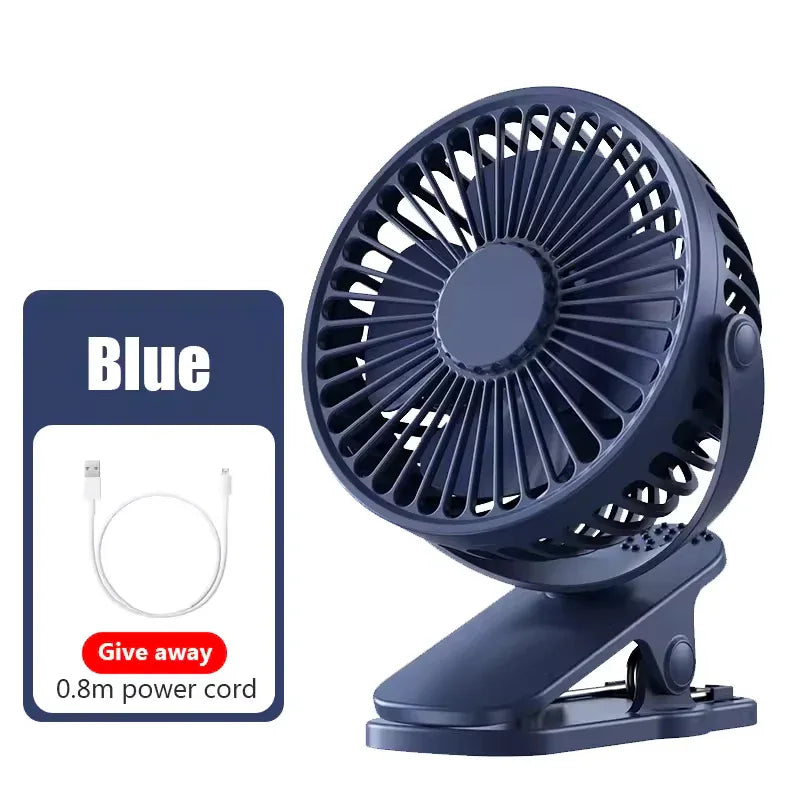 USB Rechargeable Clip-On Fan – Quiet & Long-Lasting