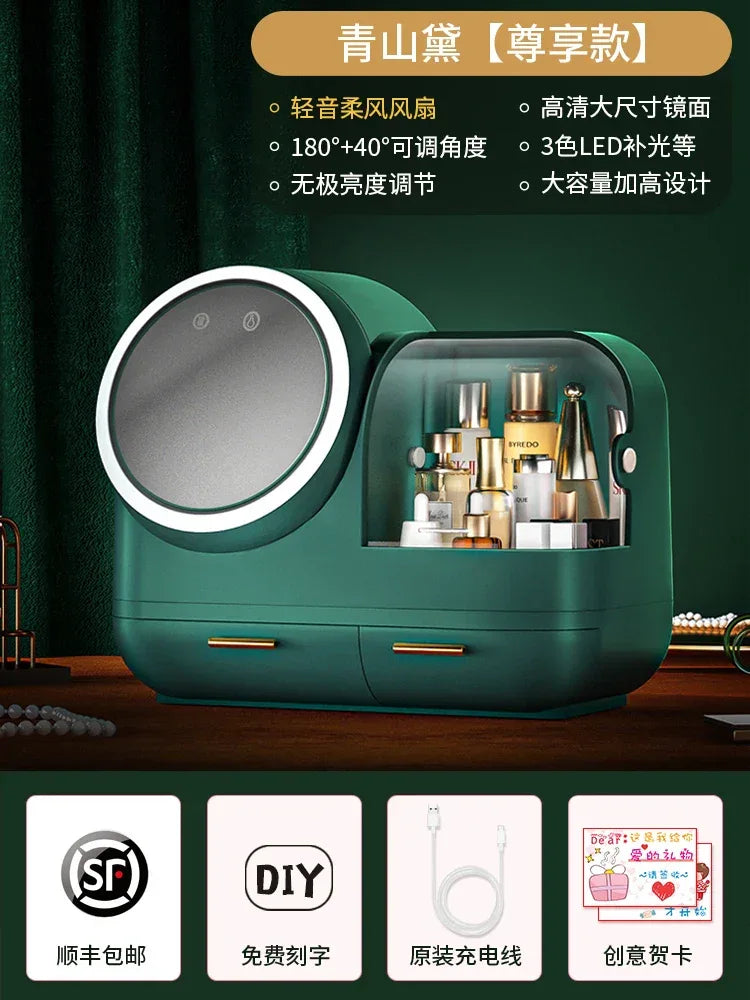 Vanity Storage Box with Mirror & LED Light