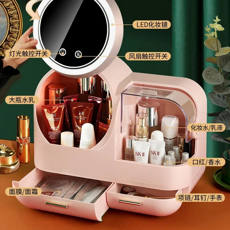 Vanity Storage Box with Mirror & LED Light