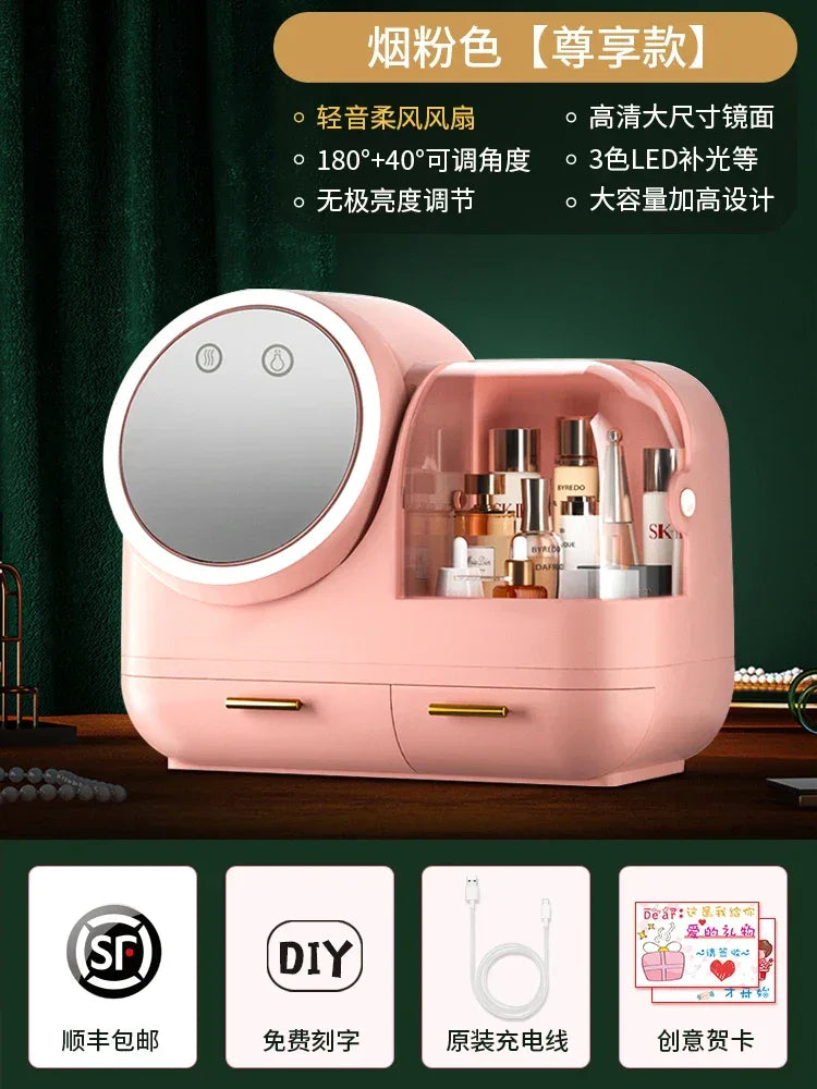 Vanity Storage Box with Mirror & LED Light