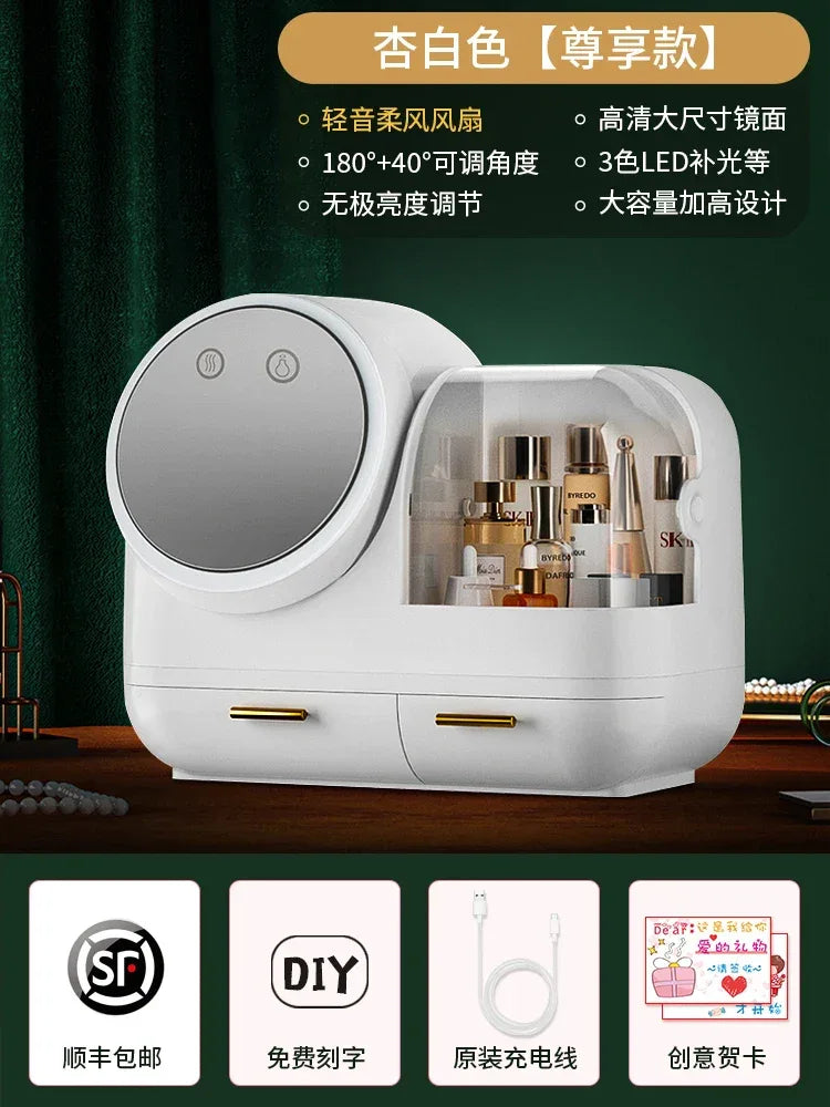 Vanity Storage Box with Mirror & LED Light