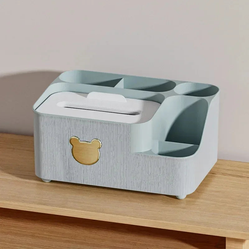 Cartoon Bear Tissue Box Organizer with Storage