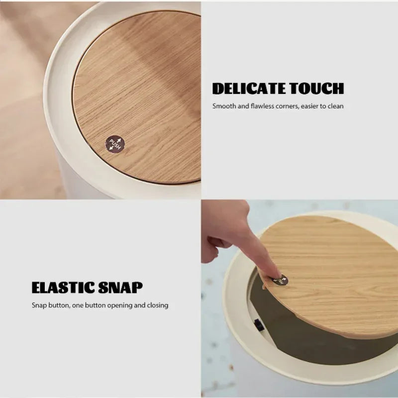 Modern Wooden Dustbin with Odor Seal