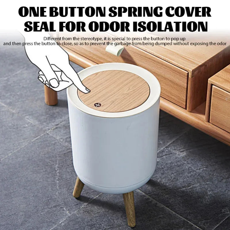 Modern Wooden Dustbin with Odor Seal