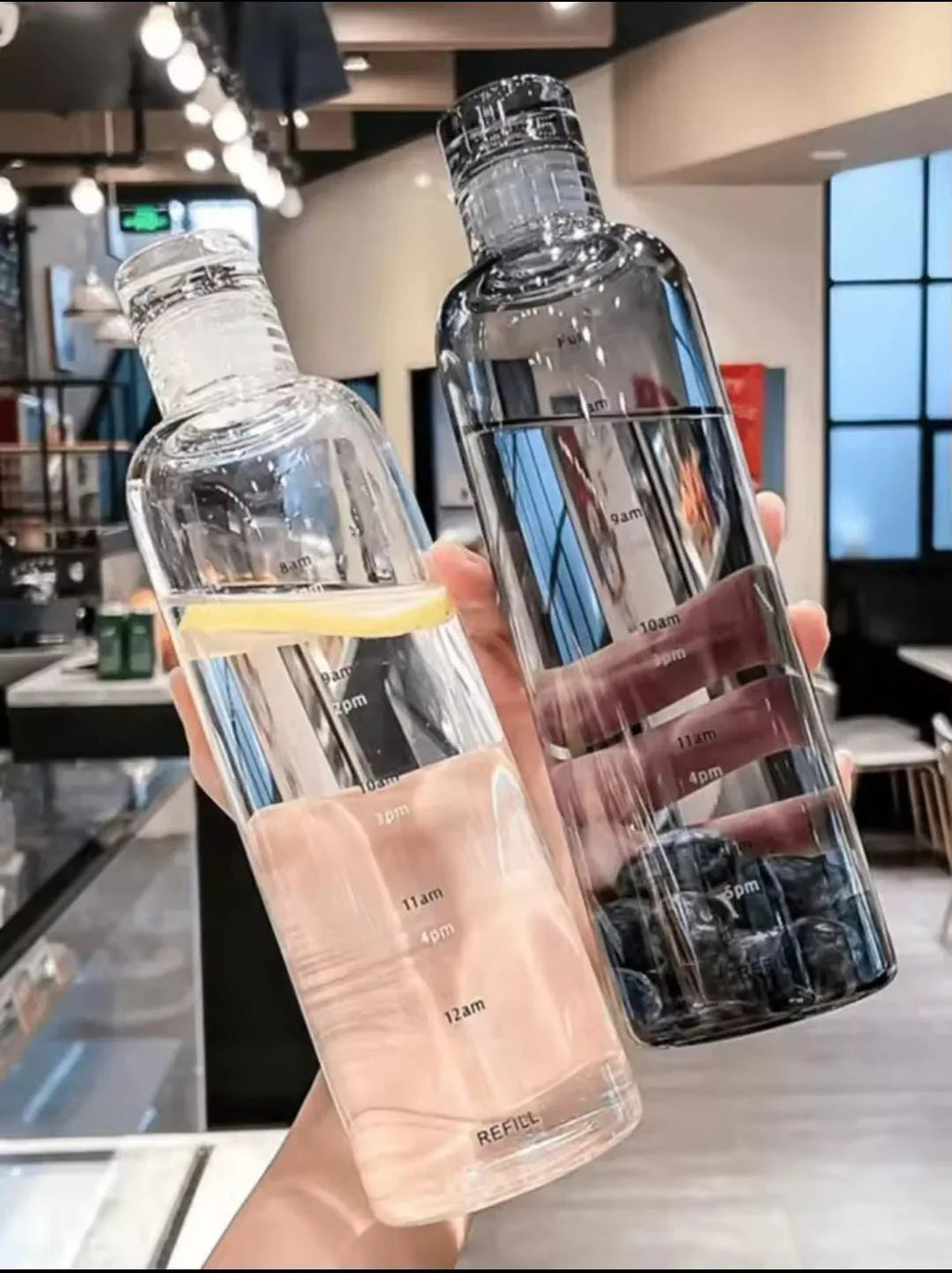Transparent Plastic Water Bottle 500ml with Time Markers