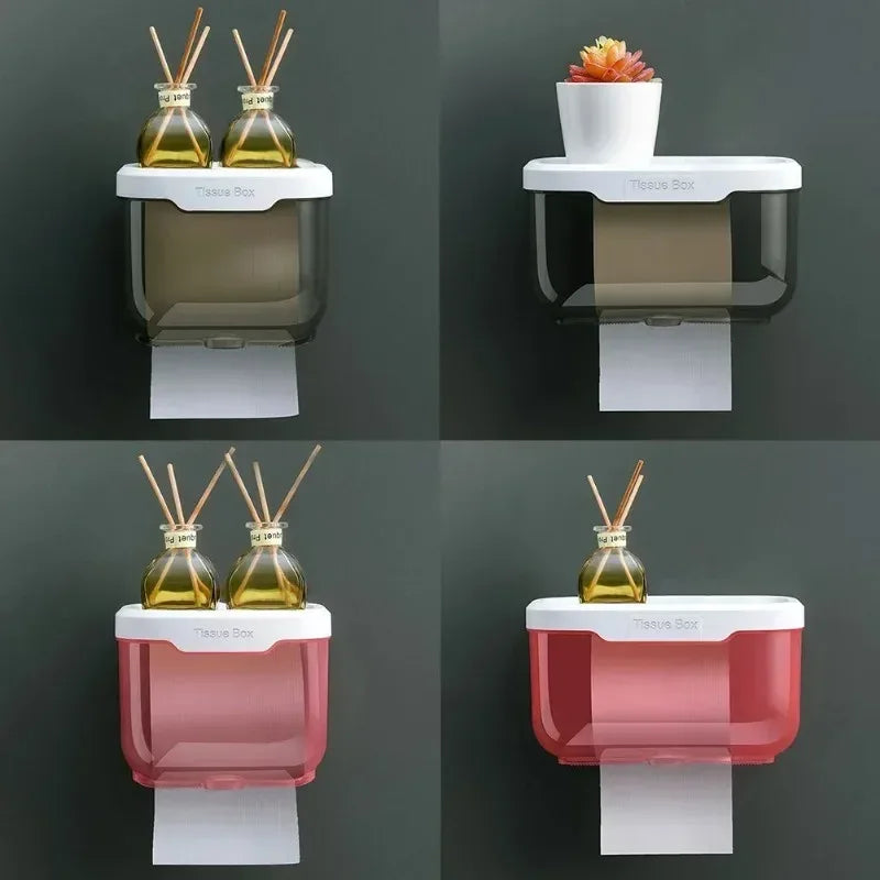 Wall Mounted Toilet Paper Holder with Storage Box