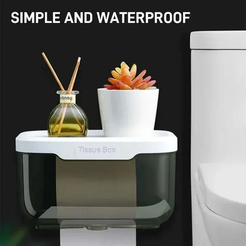 Wall Mounted Toilet Paper Holder with Storage Box