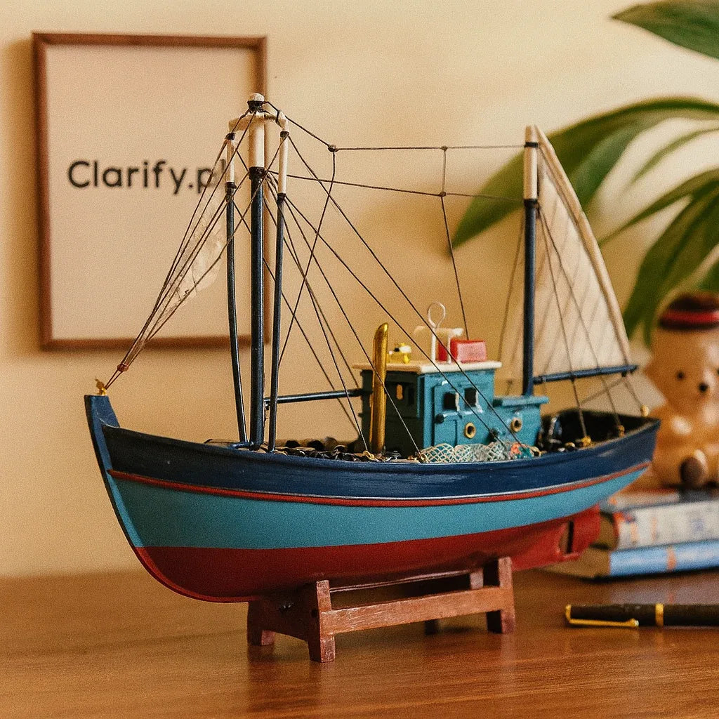 Vintage Fishing Boat Model – Handcrafted Nautical Decor Piece