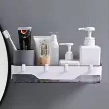 Wall-Mounted Bathroom Shelf with Storage Hooks