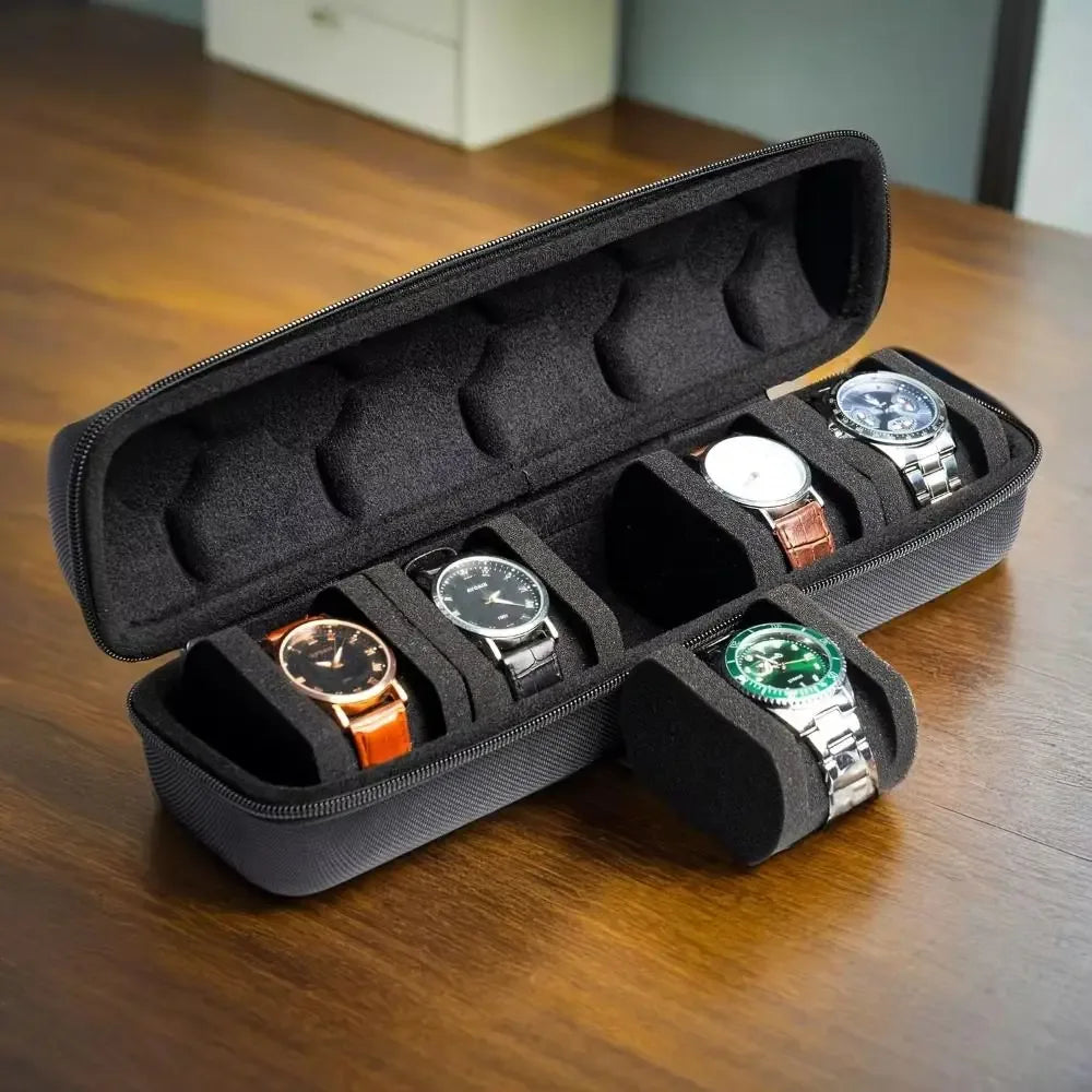 Watch Organizer Case 5 Slots with Zipper