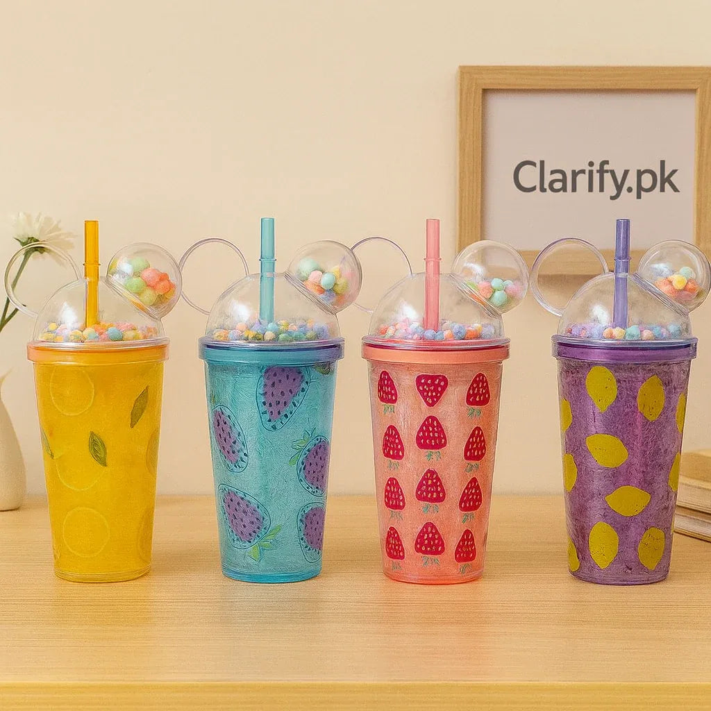 Colorful Water Bottle with Fun Straw Lid