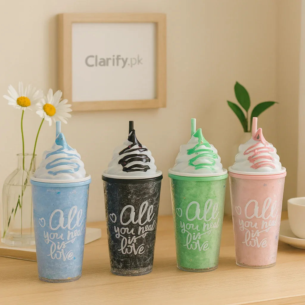Decorative Water Bottle with Whipped Cream Lid