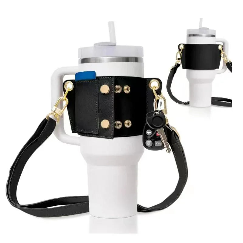 Water Tumbler Holder with Strap – 40oz PU Bottle Pouch (Random)