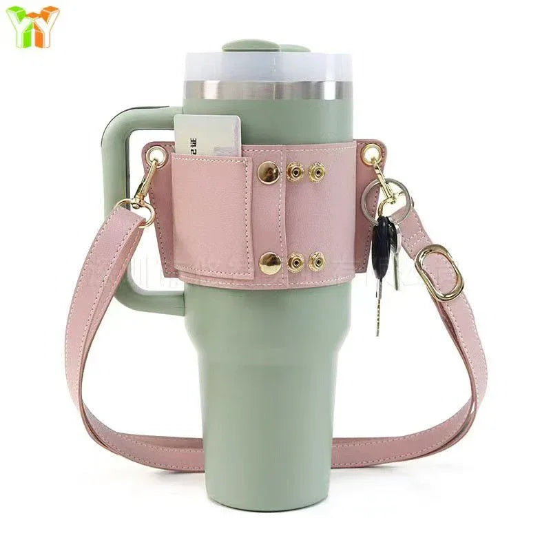 Water Tumbler Holder with Strap – 40oz PU Bottle Pouch (Random)
