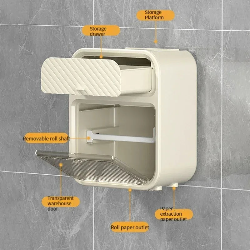 Waterproof Bathroom Tissue Box with Storage