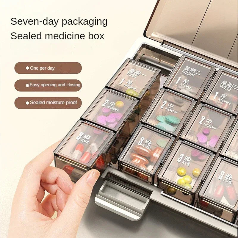 Weekly Pill Organizer Box with Splitter Case