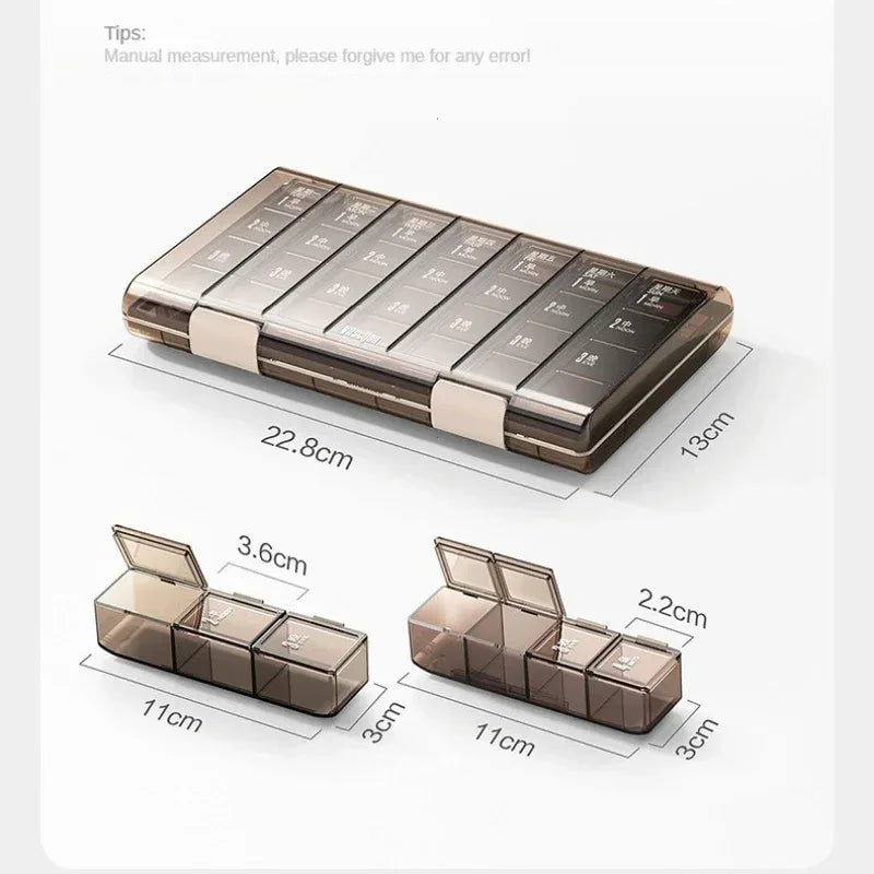 Weekly Pill Organizer Box with Splitter Case