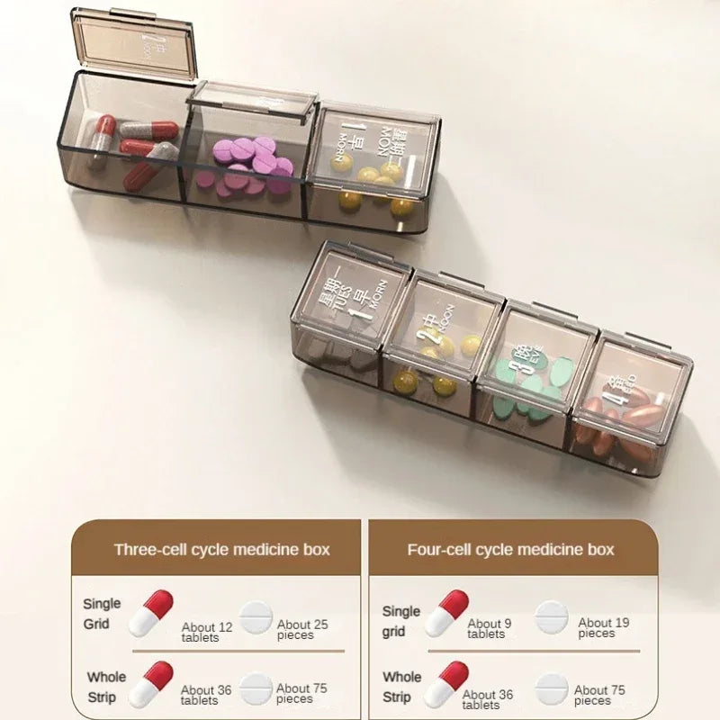 Weekly Pill Organizer Box with Splitter Case
