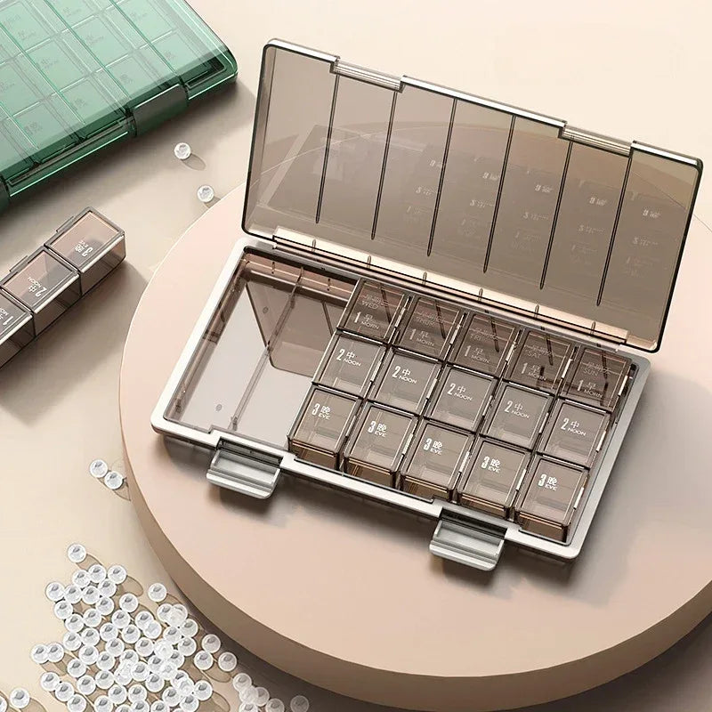 Weekly Pill Organizer Box with Splitter Case