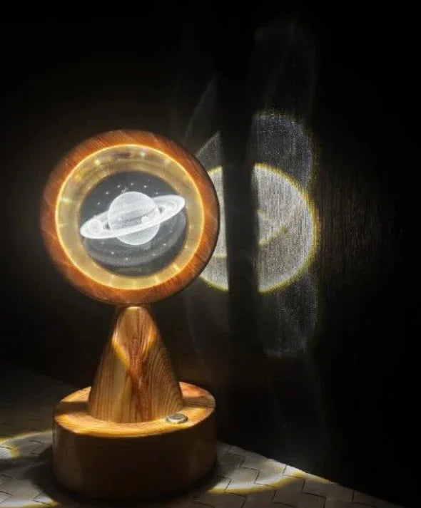 Crystal Globe Projector Lamp with Wooden Base