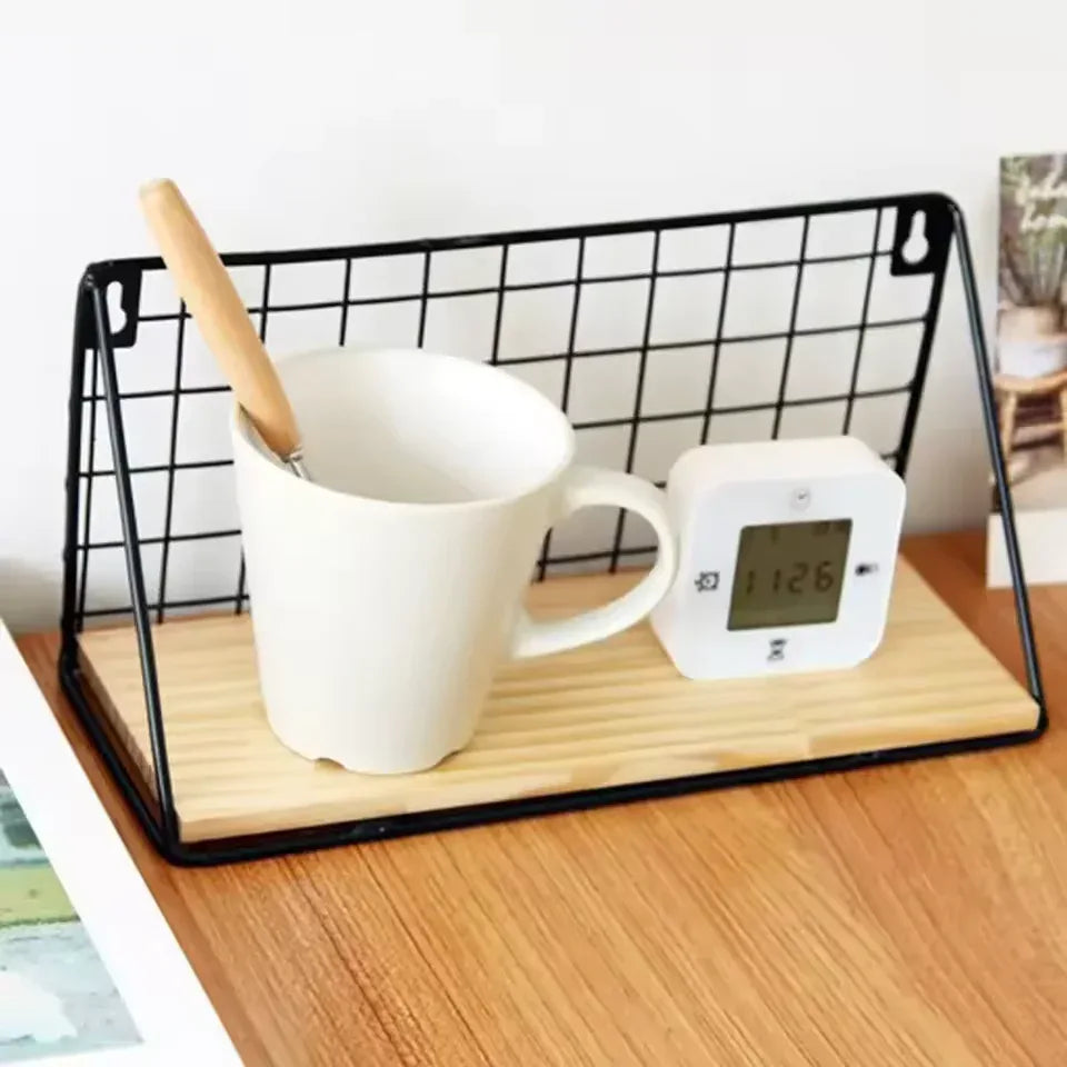 Wooden Iron Wall Shelf Set for Home