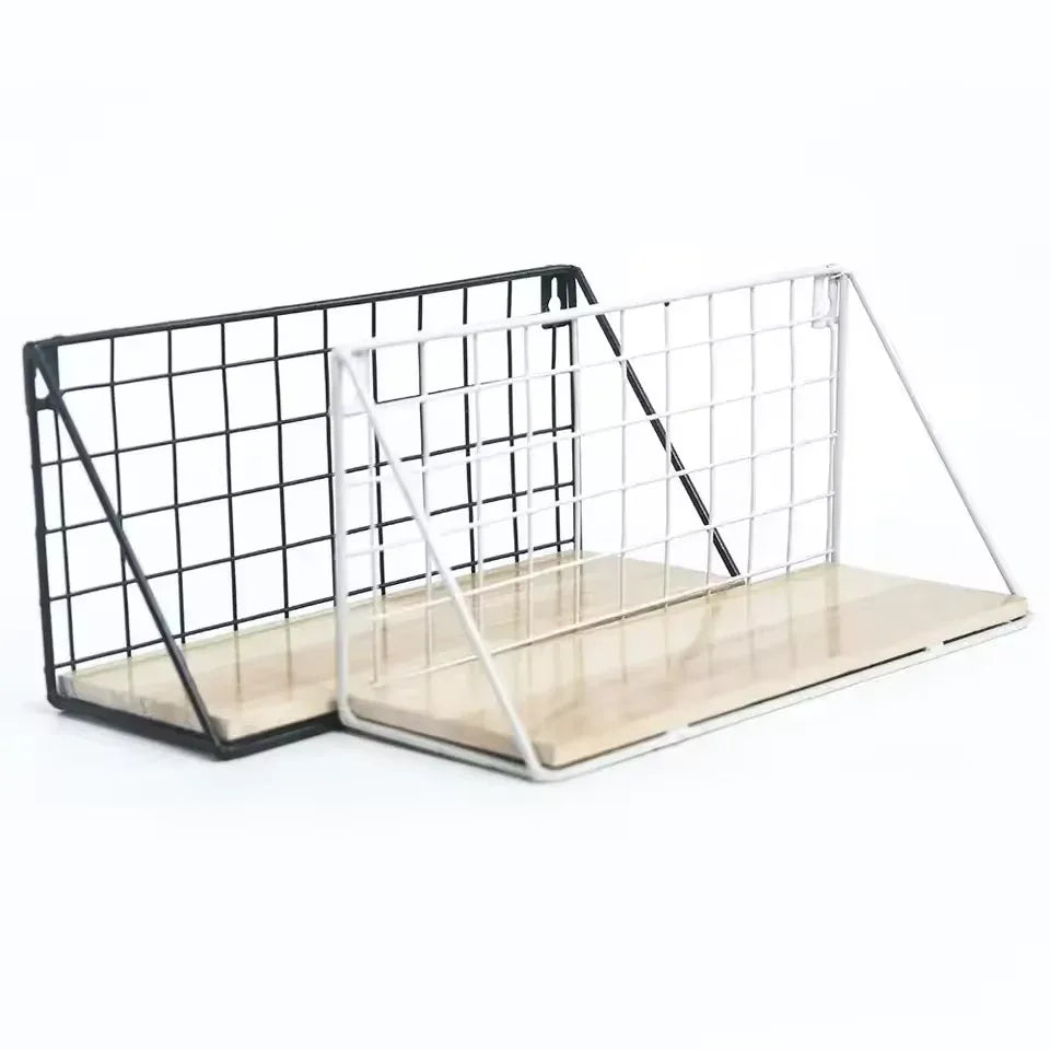 Wooden Iron Wall Shelf Set for Home