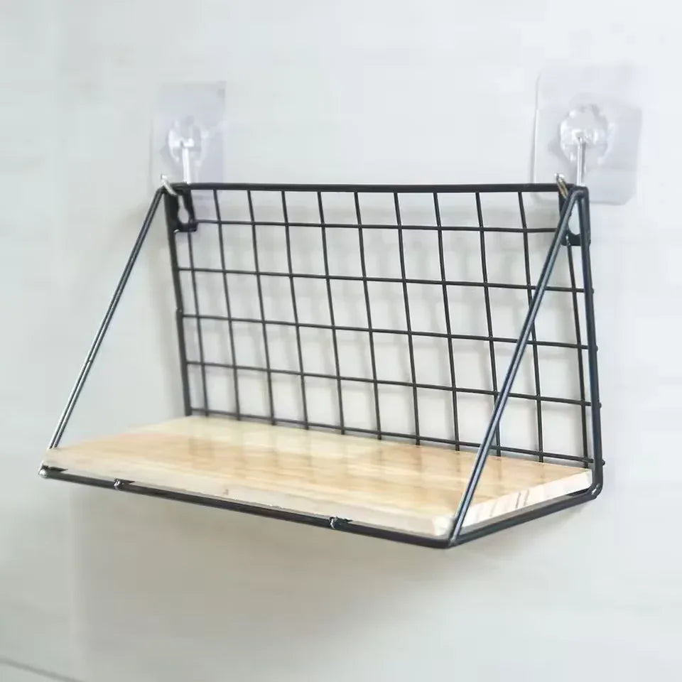 Wooden Iron Wall Shelf Set for Home