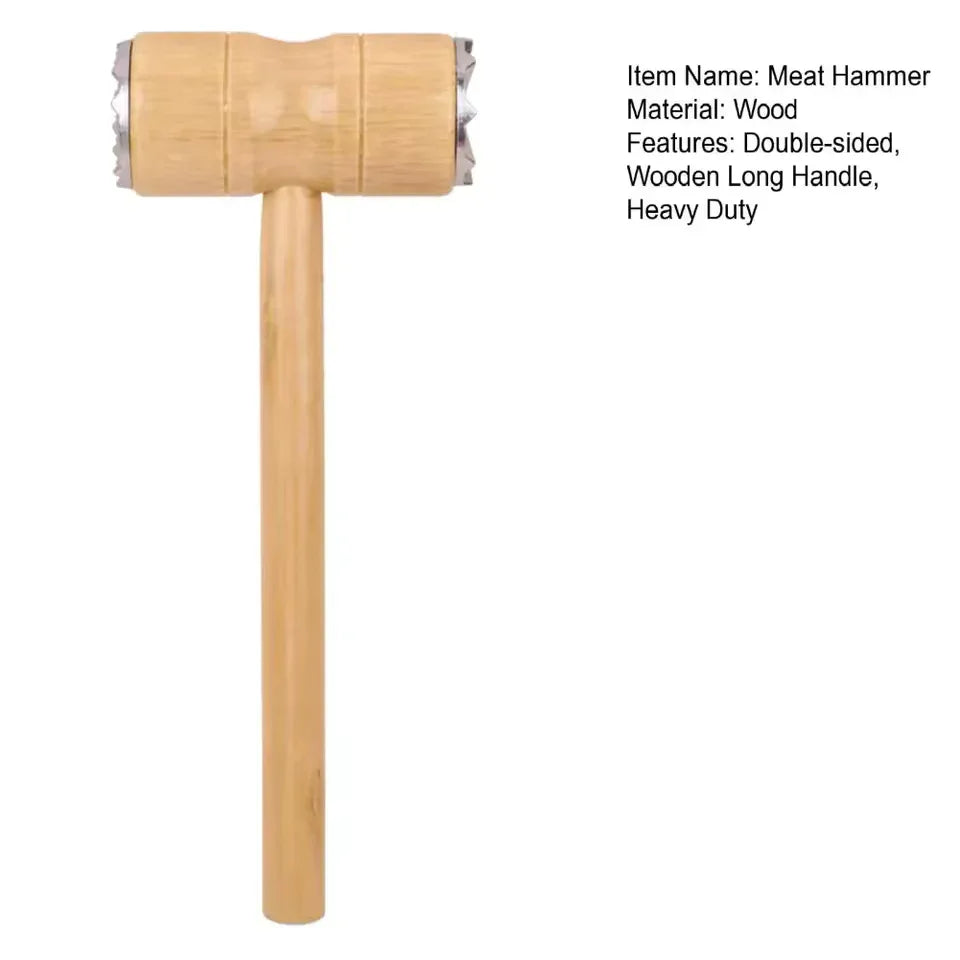 2 in 1 Wooden Meat Tenderizer Hammer for Kitchen