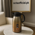 2.2L Stainless Steel Thermal Flask – Grey Brown Hot & Cold Bottle