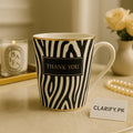 Zebra Elegance Ceramic Coffee Mug – Black & White with Gold Rim